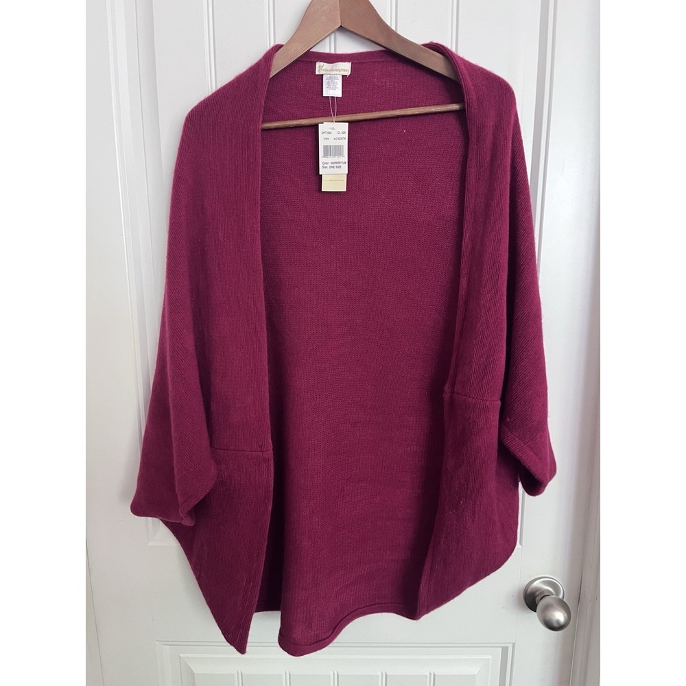 New Collection Eighteen Open Sweater Knit Wrap Raspberry Plum One Size 578